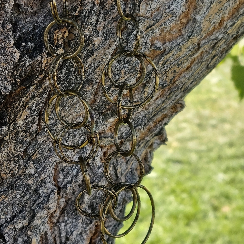 Antique gold textured circle necklace